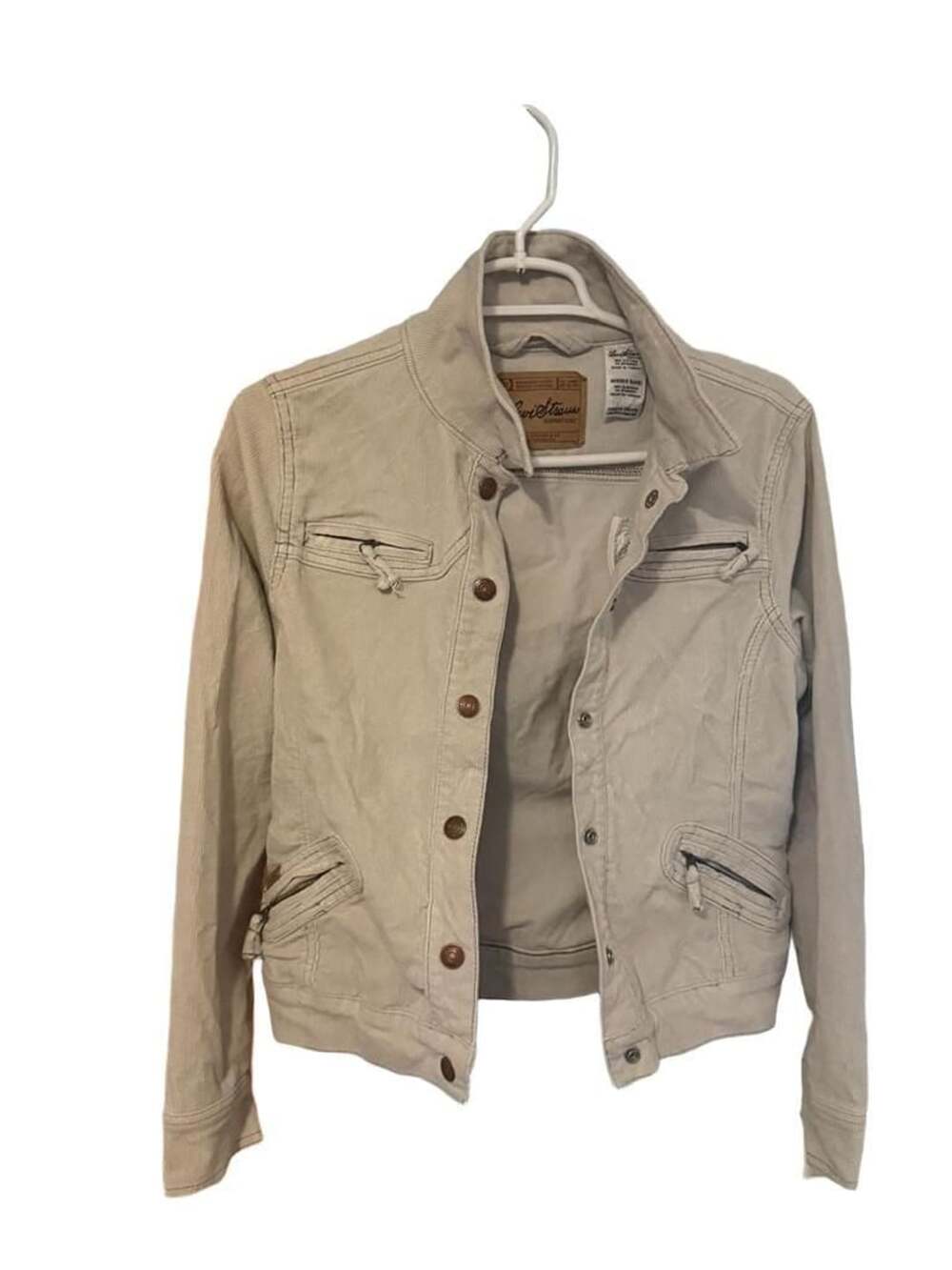 Y2K Levi Corduroy Jean Jacket Misses S 4-6 Ivory Full Button Up